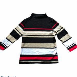 White Stag High Neck Stripe Quarter Sleeve Shirt